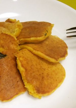 離乳食完了期：甘酒の緑黄色パンケーキ-レシピのメイン写真