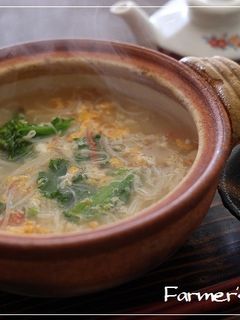 菜の花とえのきだけの卵雑炊-レシピのメイン写真