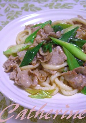 簡単！ﾒﾁｬうま　　ねぎぶた焼きうどん♪-レシピのメイン写真