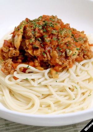 肉野菜そぼろのミートスパゲティ-レシピのメイン写真