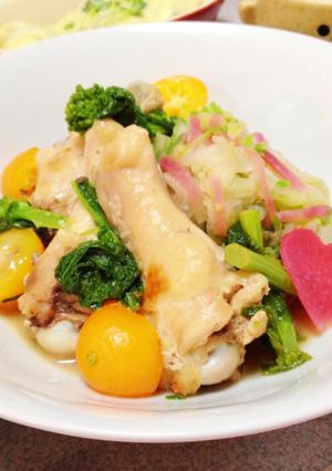 菜の花と手羽元の酒蒸し♡きんかんの香り♪-レシピのメイン写真
