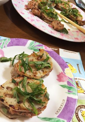 豚コマのれんこんはさみ焼き《梅風味》-レシピのメイン写真