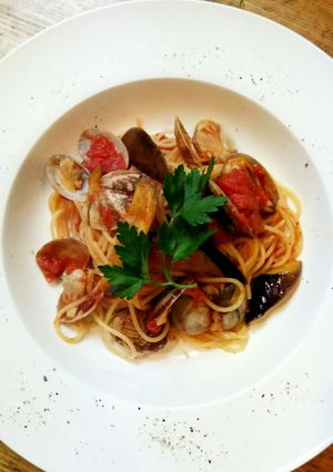 アサリと茄子のトマトパスタ-レシピのメイン写真