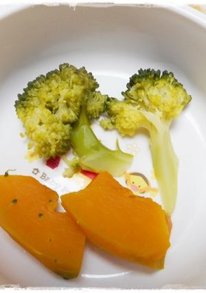 離乳食後期　かぼちゃとブロッコリー蒸し-レシピのメイン写真