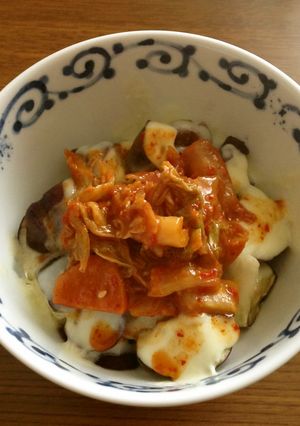 レンジで簡単♫とろとろ茄子キムチーズ-レシピのメイン写真