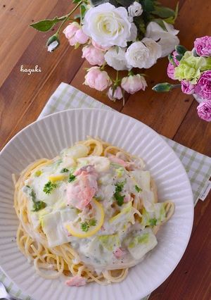 鮭と白菜のレモンクリームパスタ-レシピのメイン写真
