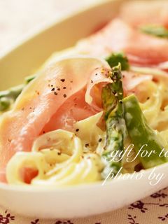 生ハムとアスパラのクリームパスタ-レシピのメイン写真
