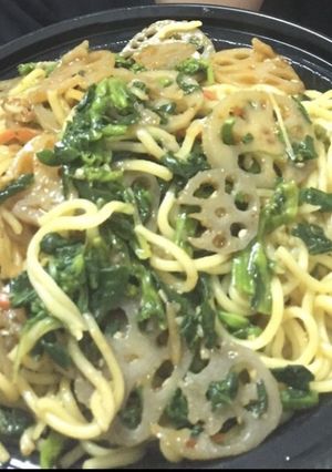 簡単☆蓮根と菜花のごま和えの塩焼きそば！-レシピのメイン写真