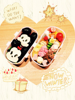 キャラ弁簡単ツムツムミッキーミニーお弁当-レシピのメイン写真