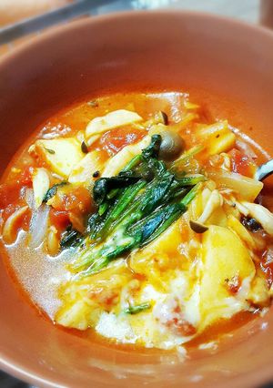 朝食に!トマト缶の残りで栄養満点スープ-レシピのメイン写真