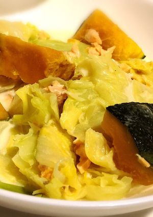 蒸し野菜♩鮭とかぼちゃのクリーム煮-レシピのメイン写真