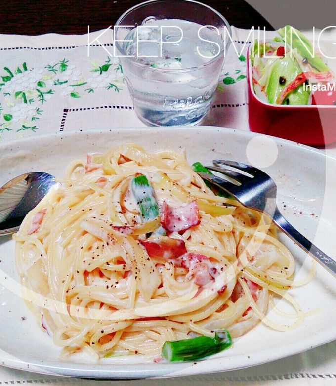 アスパラと玉ねぎの簡単クリームパスタ-レシピのメイン写真