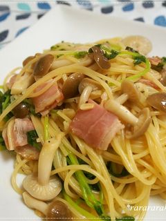 ベーコン、きのこ、豆苗の和風パスタ-レシピのメイン写真