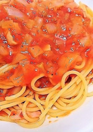 フライパン1つで！トマトの煮込みパスタ♡-レシピのメイン写真