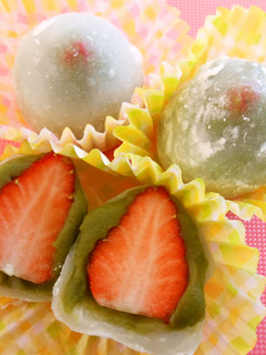 いちご大福♡抹茶あん-レシピのメイン写真