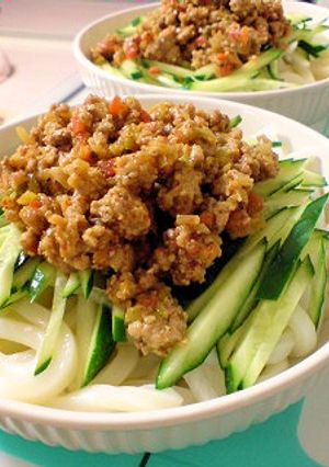 ひき肉たっぷり☆ピリ辛ジャジャ麺風うどん-レシピのメイン写真