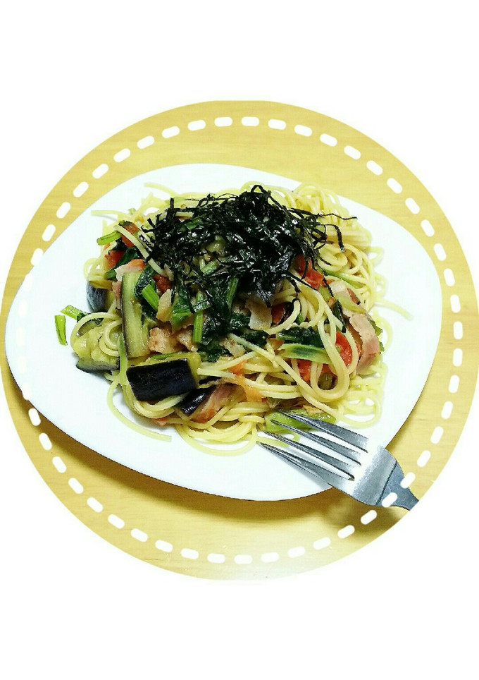 簡単☆ナスとトマトと小松菜の和風パスタ-レシピのメイン写真
