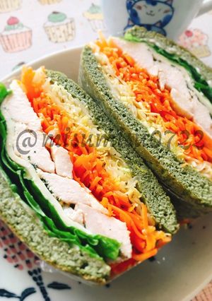 大豆よもぎパンケーキでわんぱくサンド-レシピのメイン写真