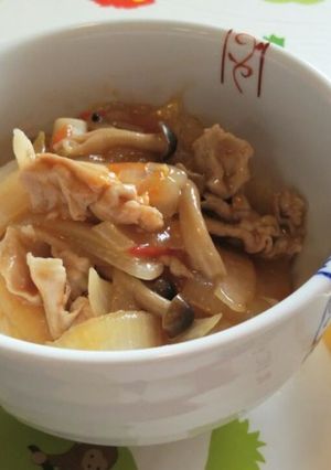 幼児と二人の手軽ランチに☆玉トマ豚丼-レシピのメイン写真