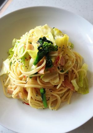 春薫る♪春キャベツと菜花のペペロンチーノ-レシピのメイン写真