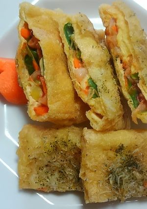 キムチ、チーズ、しらす入りカリカリ油揚げ-レシピのメイン写真