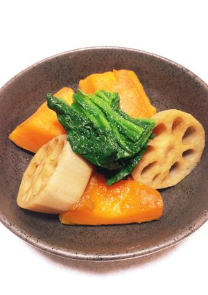 かぼちゃと蓮根の甘煮-レシピのメイン写真