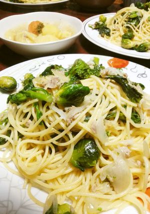 菜の花と芽キャベツのツナパスタ-レシピのメイン写真