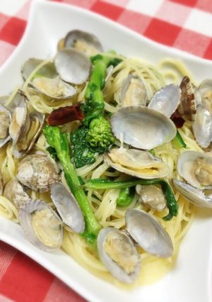 春パスタ♡あさりと菜花のアーリオオーリオ-レシピのメイン写真