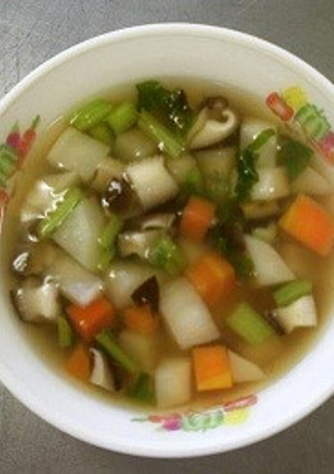 かぶとじゃがいものあられ汁　★宇都宮給食-レシピのメイン写真