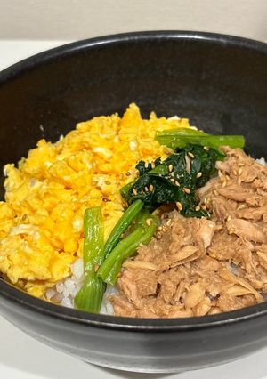 ツナ缶で作る、簡単三色丼-レシピのメイン写真