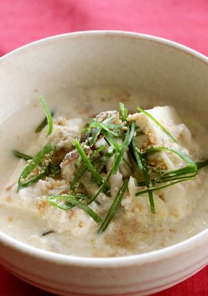 レンジで簡単！豆腐入り豆乳スープ-レシピのメイン写真