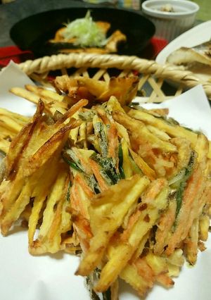 薩摩芋と人参とニラのかき揚げ。-レシピのメイン写真