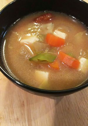 さつま揚げとたっぷり野菜のお味噌汁♪-レシピのメイン写真