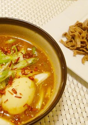 自家製☆油分なしピリ辛味噌のつけ麺スープ-レシピのメイン写真