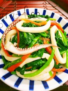 イカとほうれん草の麺つゆラー油ナムル-レシピのメイン写真