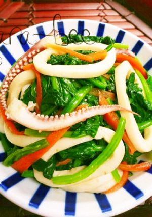 イカとほうれん草の麺つゆラー油ナムル-レシピのメイン写真