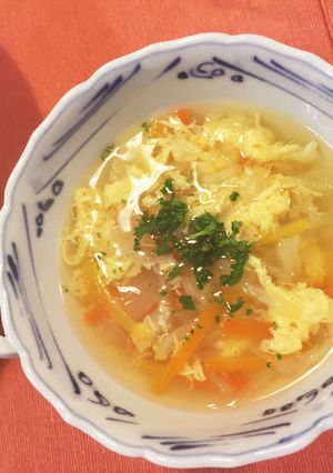 野菜とふわふわ卵スープ コンソメ味-レシピのメイン写真