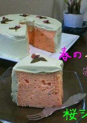 ふんわり桜シフォンケーキ♪with抹茶-レシピのメイン写真