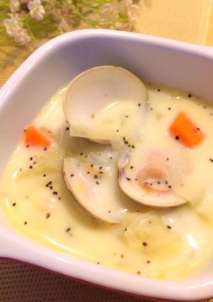 蛤と野菜で♡ほっこり味噌ミルクスープ-レシピのメイン写真