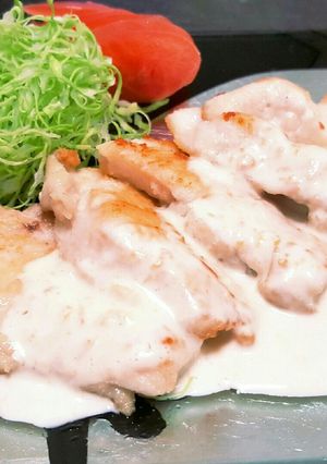 鶏胸肉の梅干し生クリームソース-レシピのメイン写真