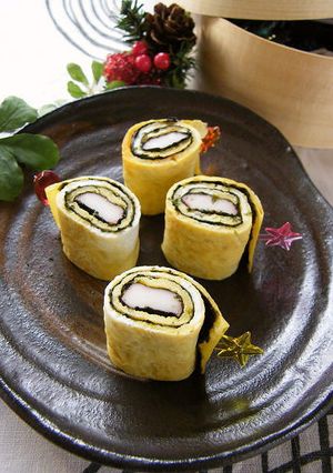 お弁当❀可愛いかにかま入りくるくる卵焼き-レシピのメイン写真