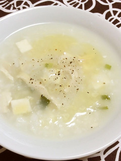 茹で鶏と豆腐の中華粥by茹で鶏のスープ-レシピのメイン写真
