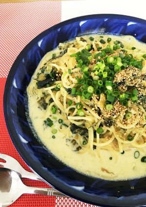 ランチに☆高菜の豆乳クリームパスタ-レシピのメイン写真