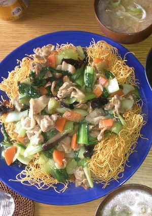 あんかけかた焼きそば(市販の物を使う)-レシピのメイン写真