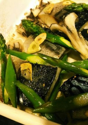 塩鯖とアスパラのアヒージョ風オーブン焼き-レシピのメイン写真