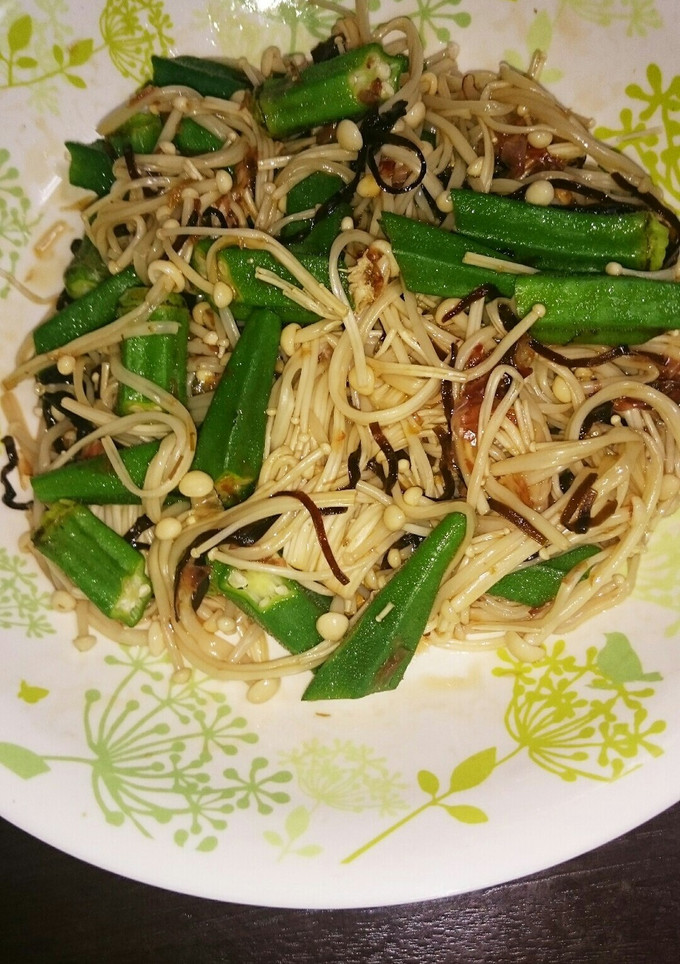 オクラとえのきのおかか塩昆布和え-レシピのメイン写真