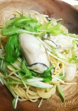 簡単！牡蠣と水菜DEワンポットパスタ♪-レシピのメイン写真