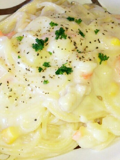 残ったシチューで☆クリームパスタ-レシピのメイン写真