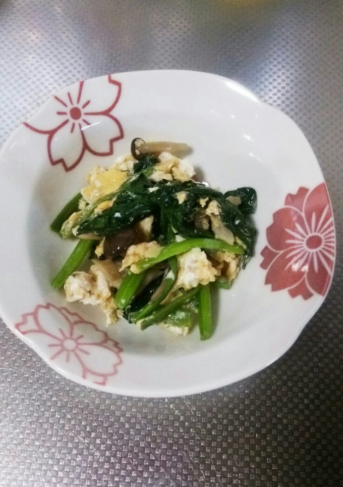 平日副菜☆ほうれん草としめじの卵炒め♪-レシピのメイン写真