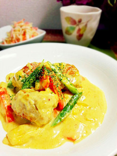 春野菜とミートボールのミルクカレー煮-レシピのメイン写真